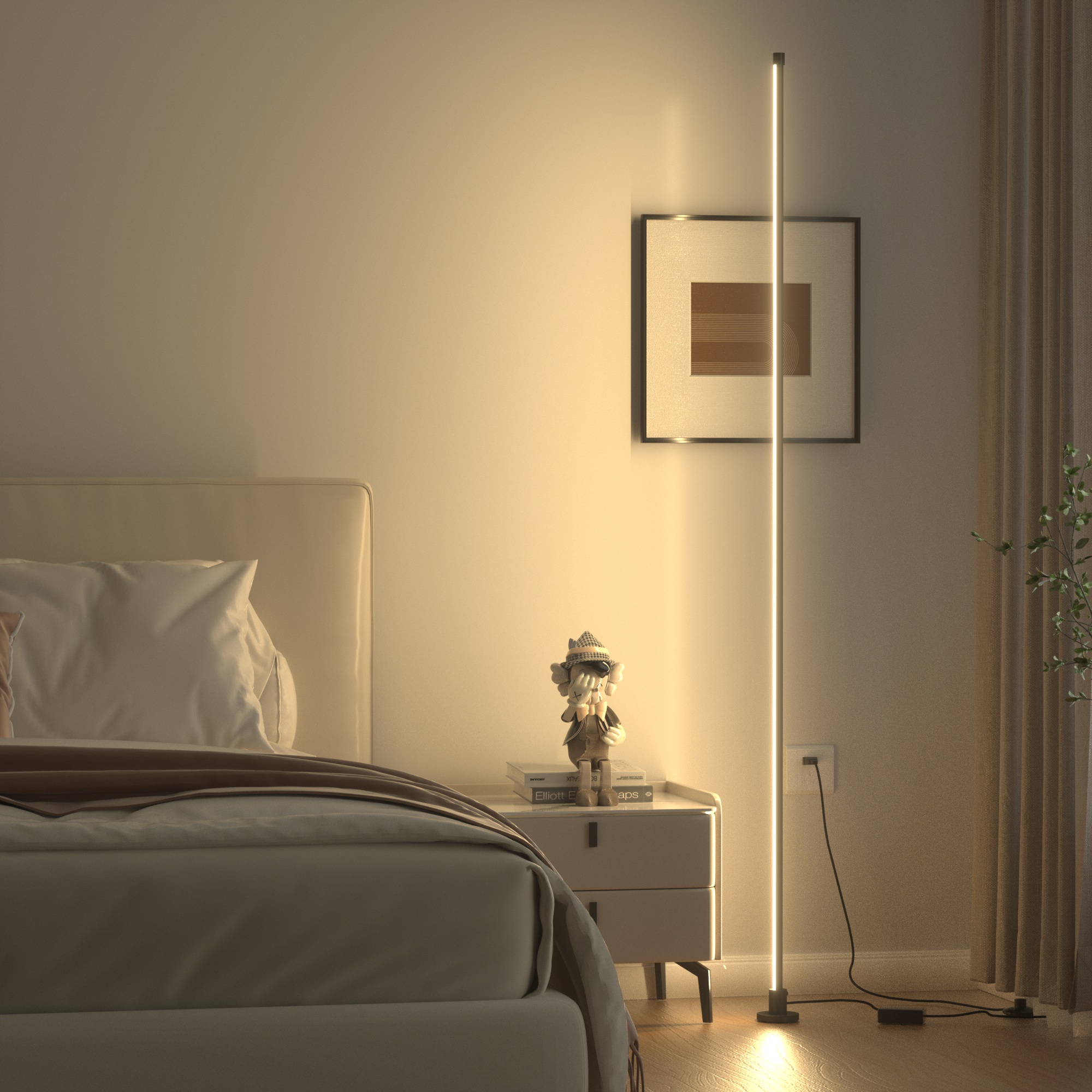 可自訂高度的智慧落地燈,支援 RGB 全彩與冷暖白光,能無縫接入 Apple HomeKit 創造理想氛圍。