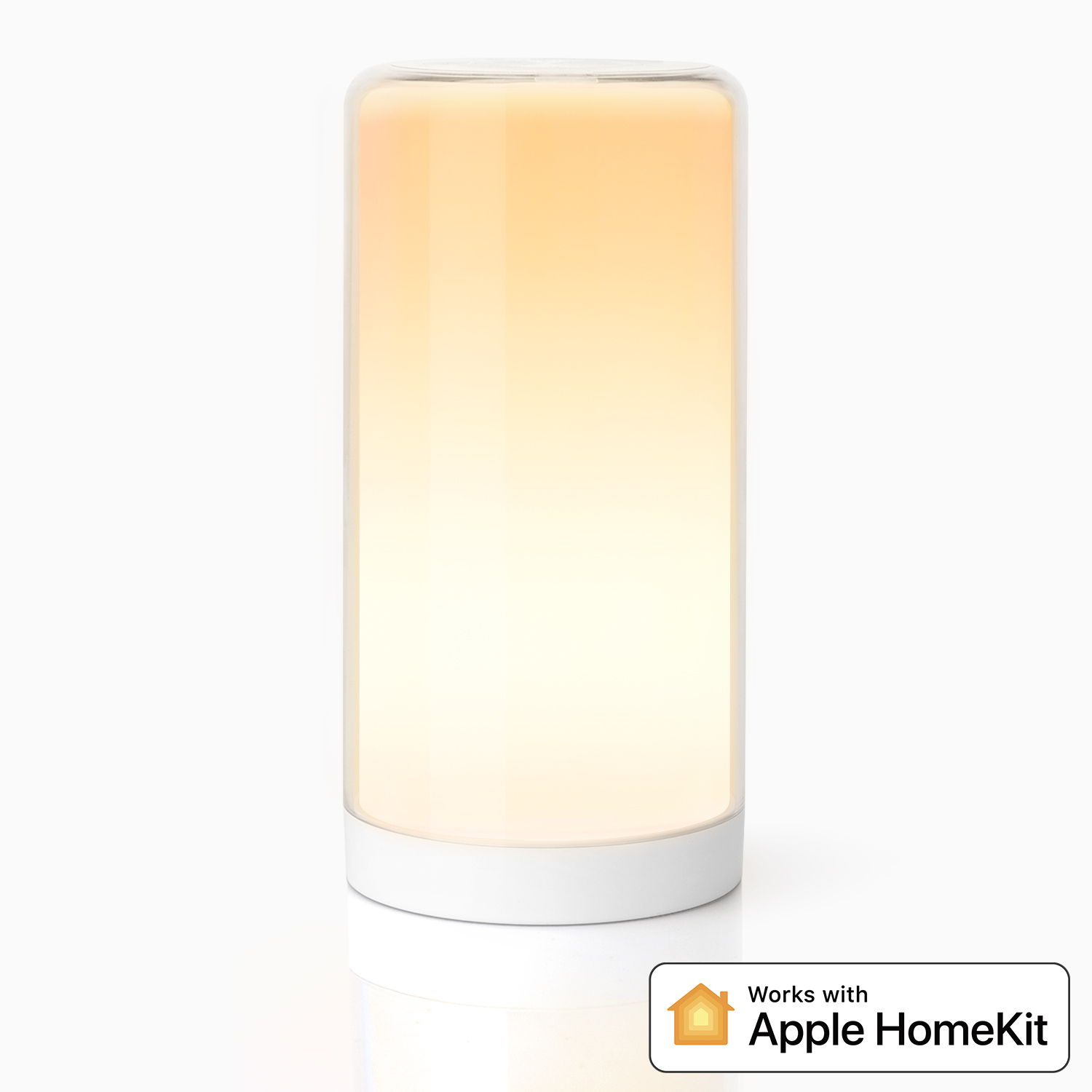 Meross MLS430 智慧觸控床頭燈，白色的產品示意圖，右下角標示支援 Apple HomeKit。