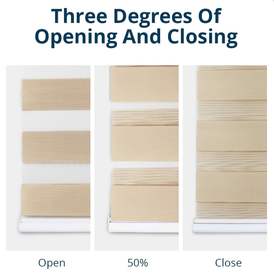 Zemismart Matter 智慧柔紗簾的雙層布料設計，使用者可透過調整其虛實條紋的交疊，自由控制光線通透度與隱私。